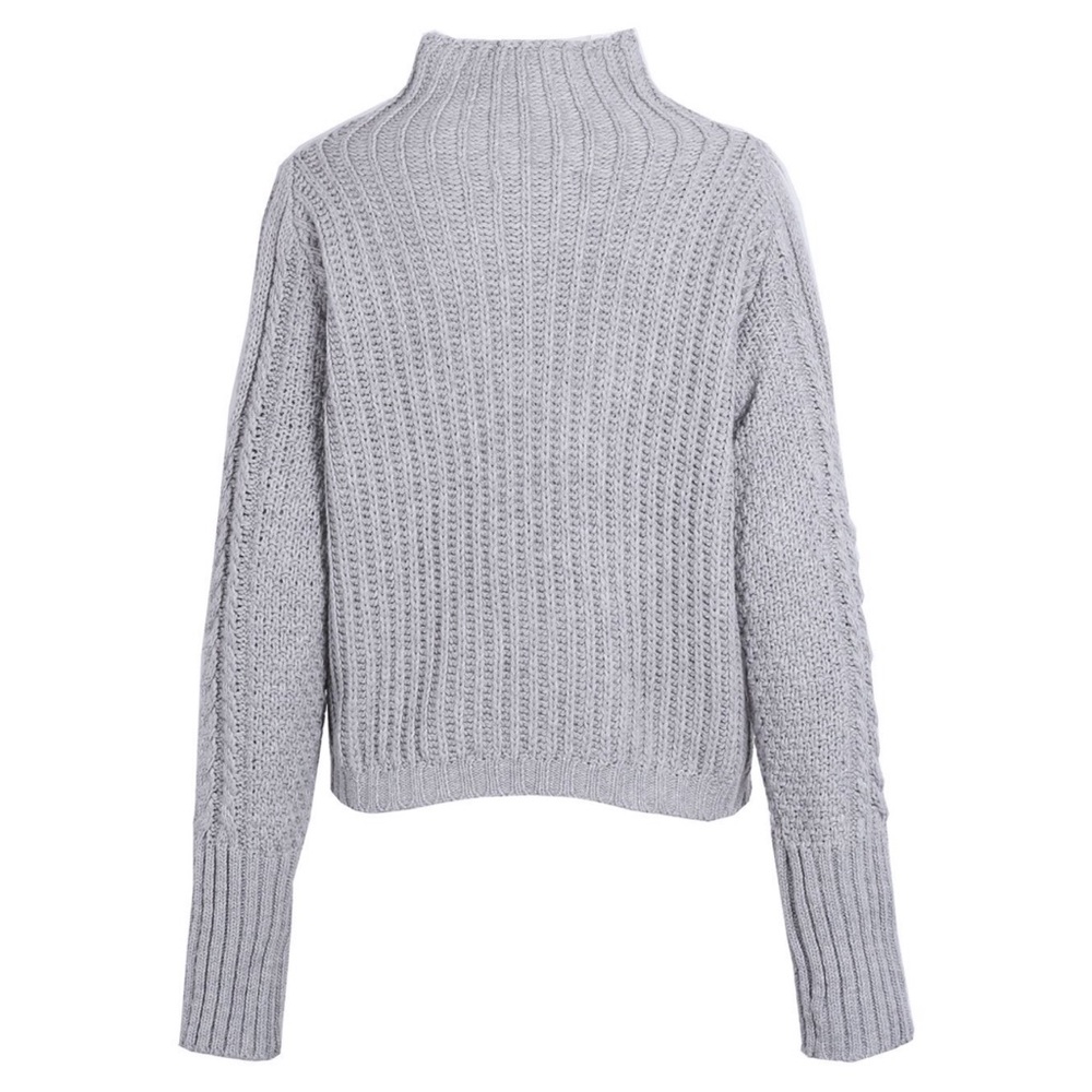 Cold Shoulder Cable Knit Mock Neck Knit Sweater - Picture 3 of 3